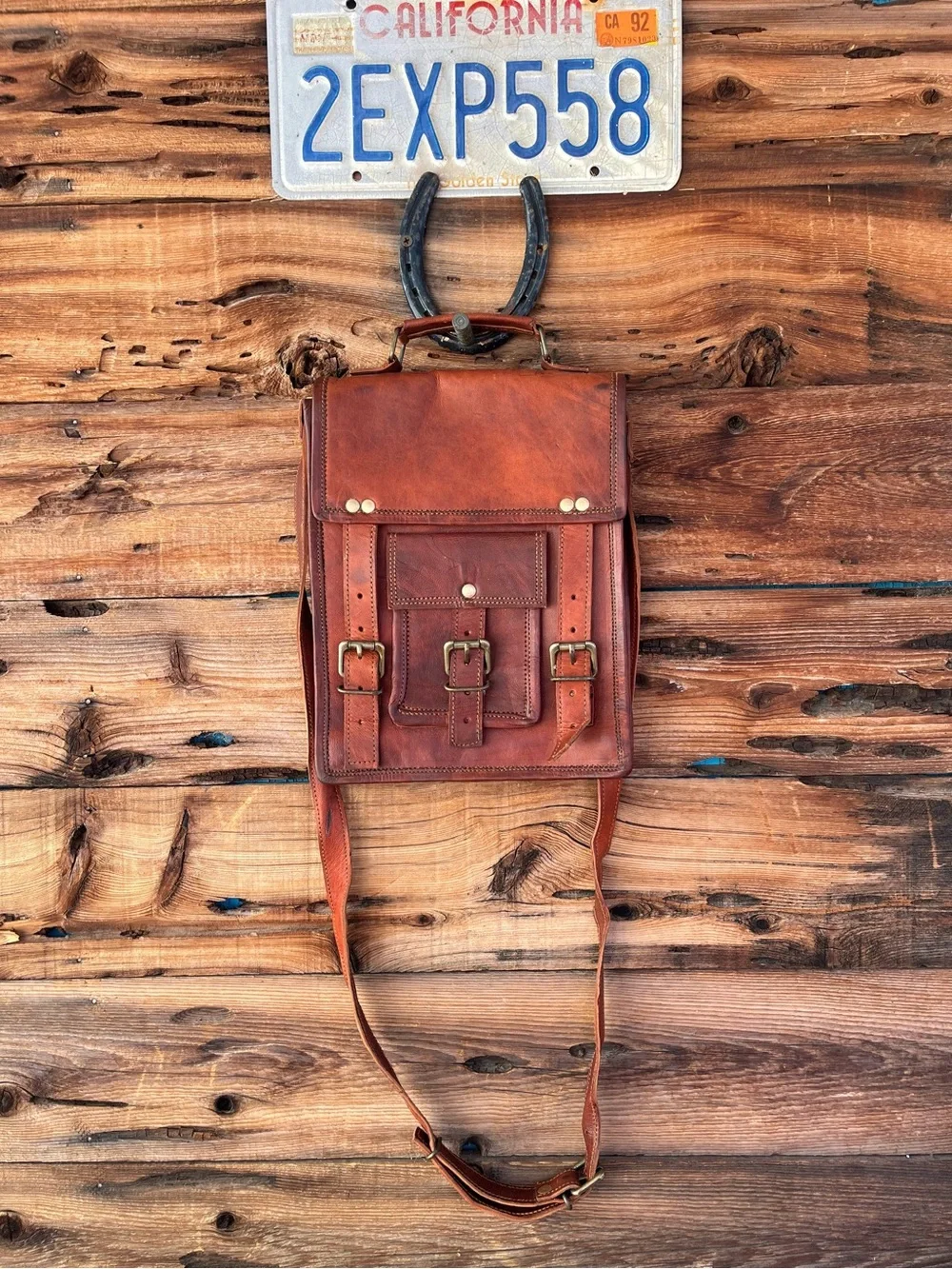 VINTAGE | Brown Leather Crossbody Messenger Bag Satchel